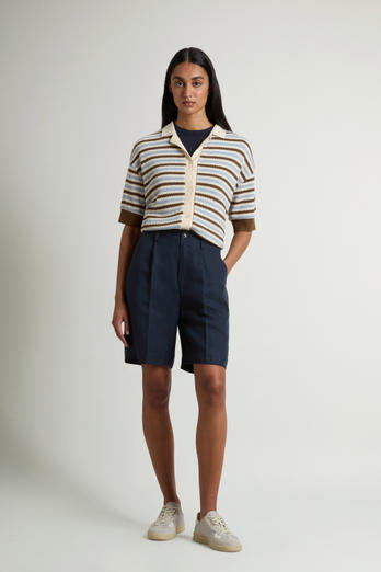 Shorts in Linen Blend with Darts Blue photo 1 | Woolrich