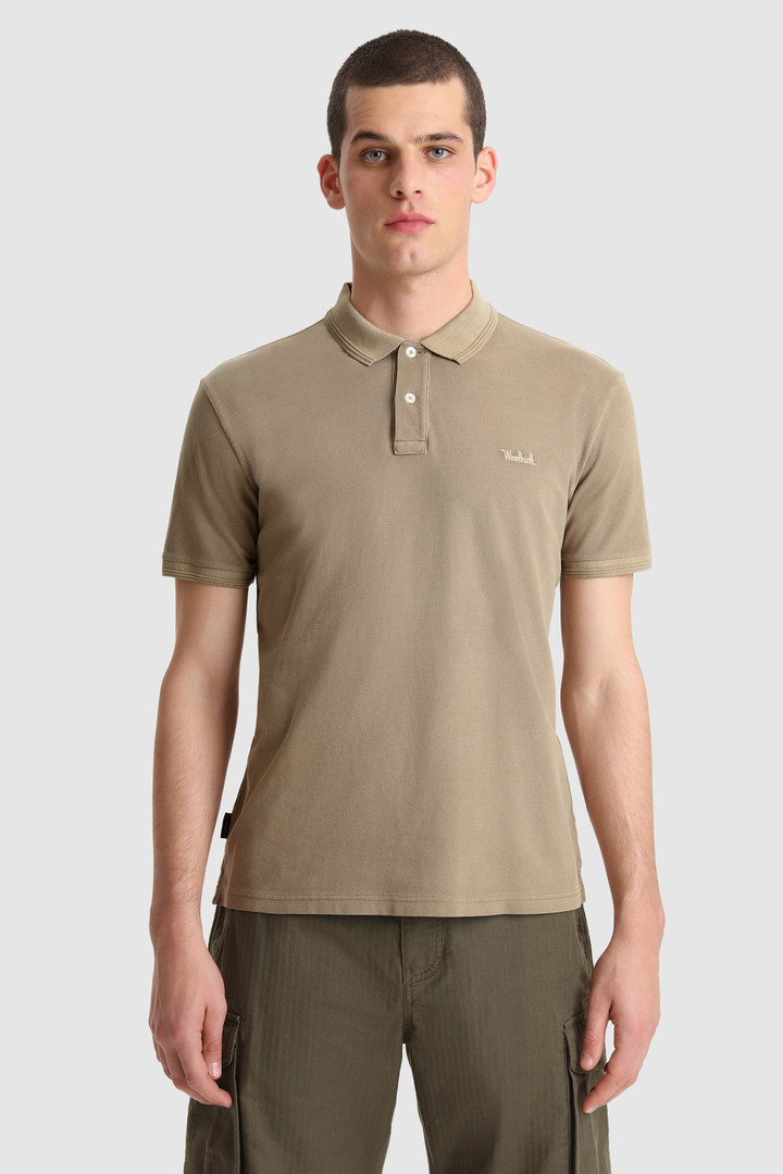 Polo Mackinack en piqué de coton teint en pièce beige | Woolrich