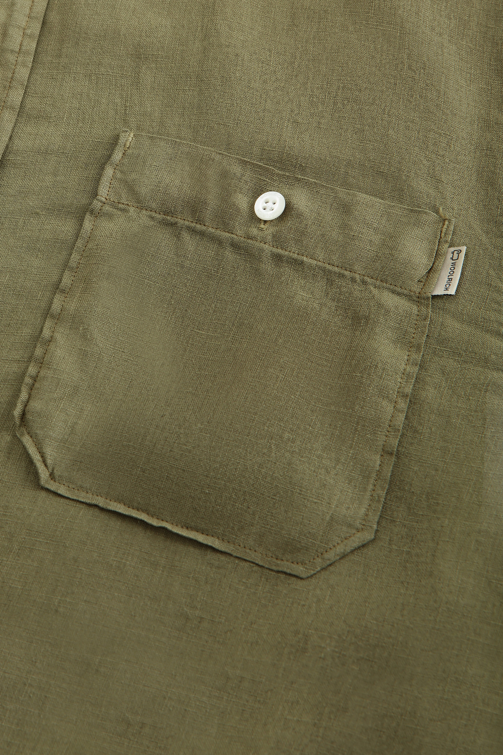 Camisa de puro lino teñida en prenda con cuello mao verde photo 6 | Woolrich