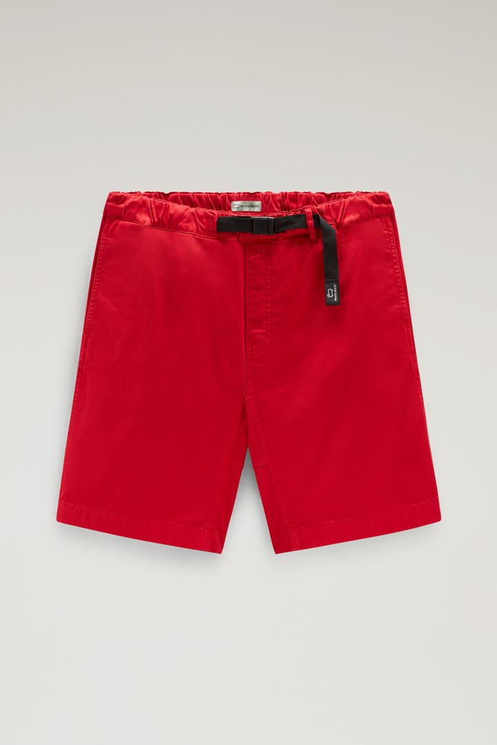 Garment-Dyed Chino Shorts in Stretch Cotton Red photo 3 | Woolrich