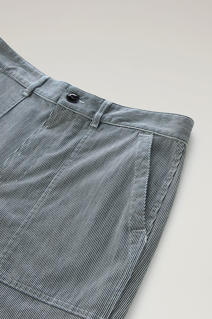 Striped Chino Bermuda Shorts in Stretch Cotton Blend Blue photo 6 | Woolrich