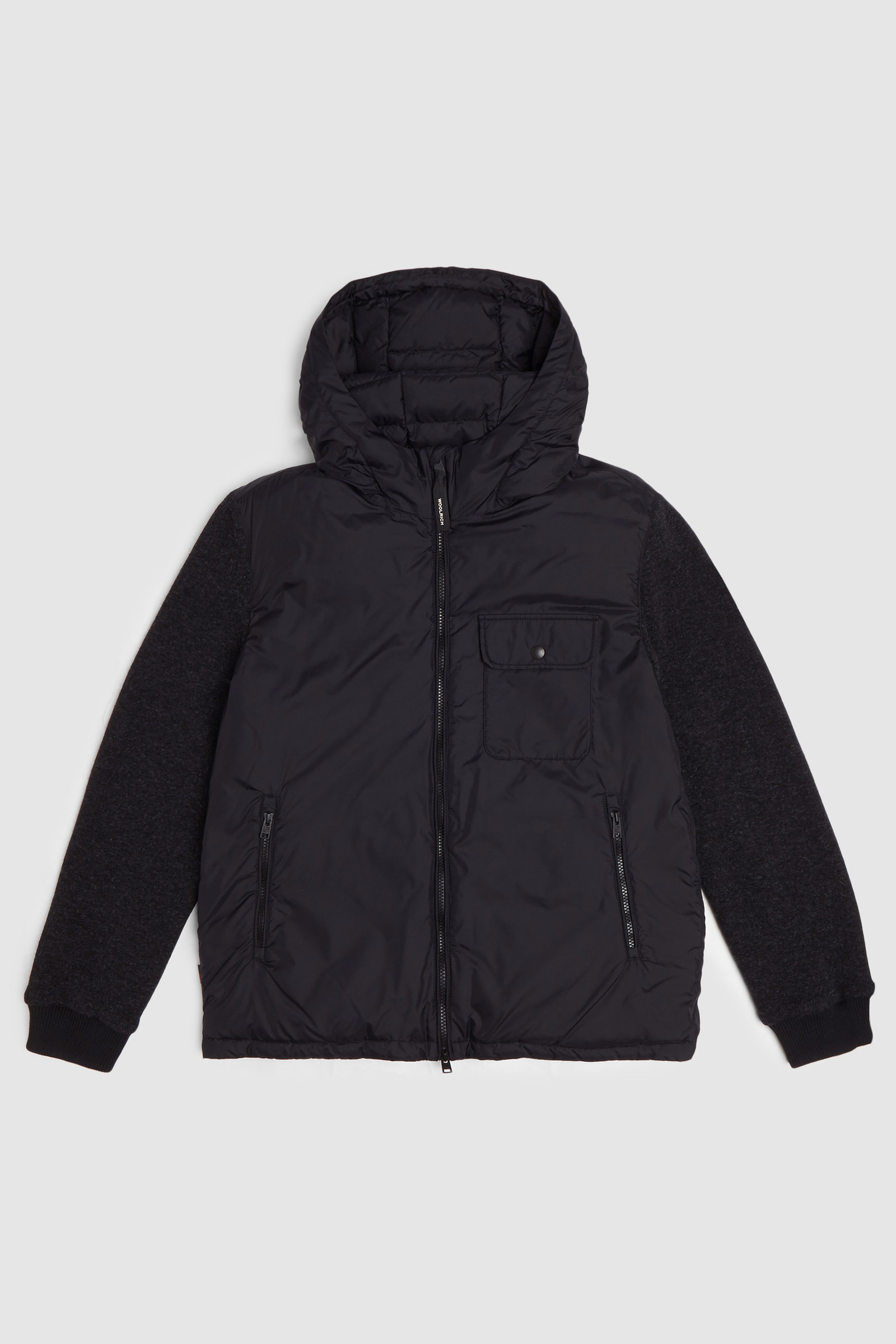 Giacca imbottita con maniche in lana cotone con cappuccio