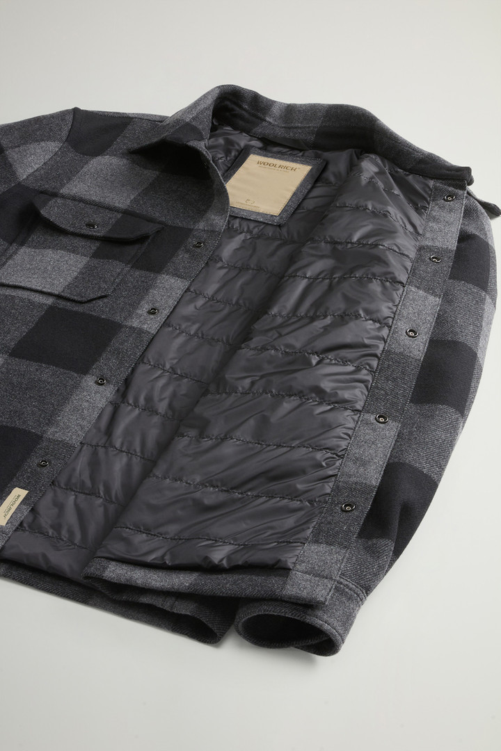 Alaskan Padded Overshirt in Checked Italian Wool Blend Black photo 10 | Woolrich