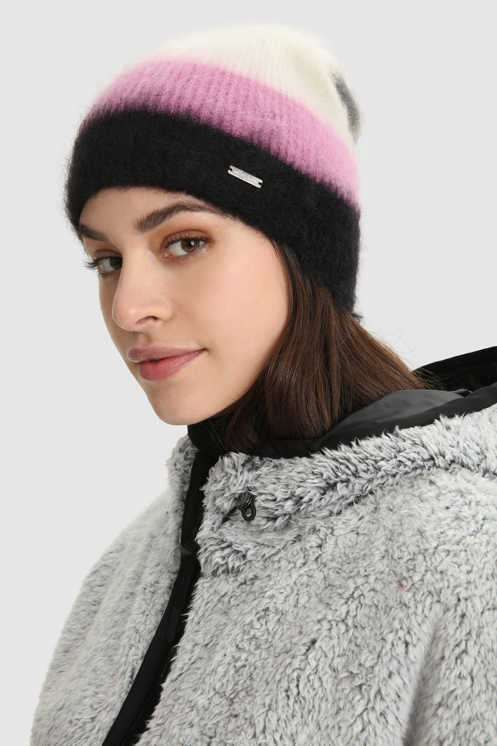 Wool and Mohair Blend Striped Hat Violet photo 3 | Woolrich