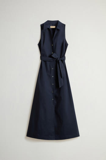 Vestido camisero de popelina de puro algodón con cinturón Azul photo 1 | Woolrich