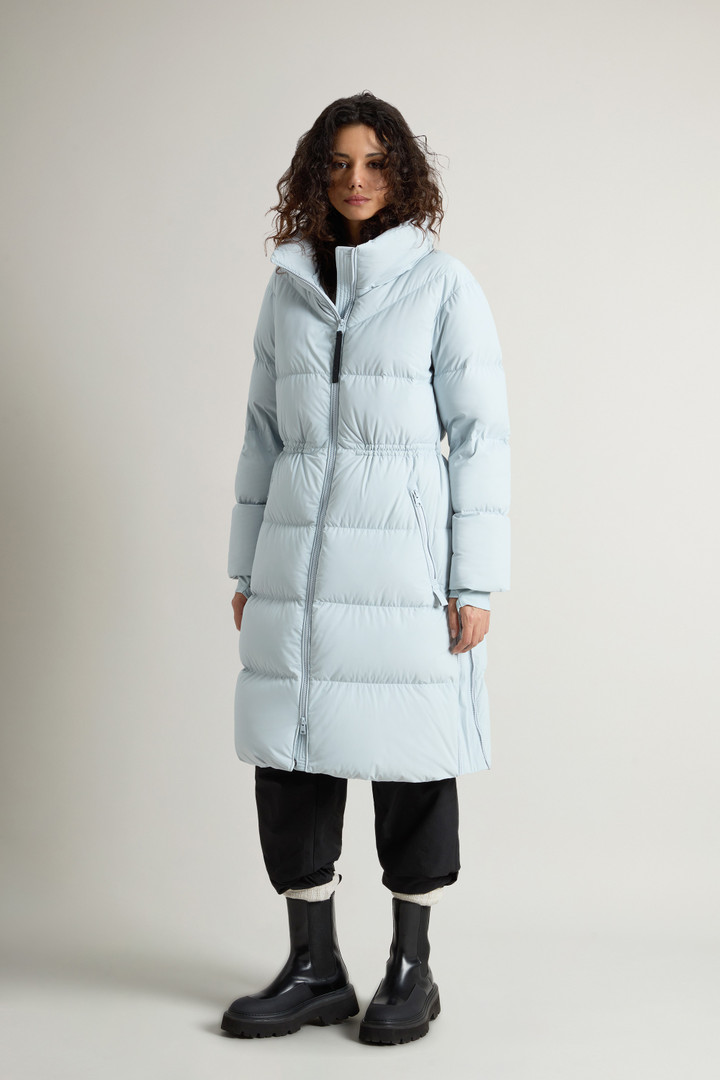 Long Quilted Stretch Nylon Parka with Removable Hood Blue photo 4 | Woolrich