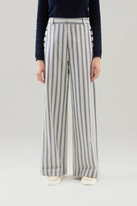 Pantalon Marine en coton et lin mélangés Bleu | Woolrich