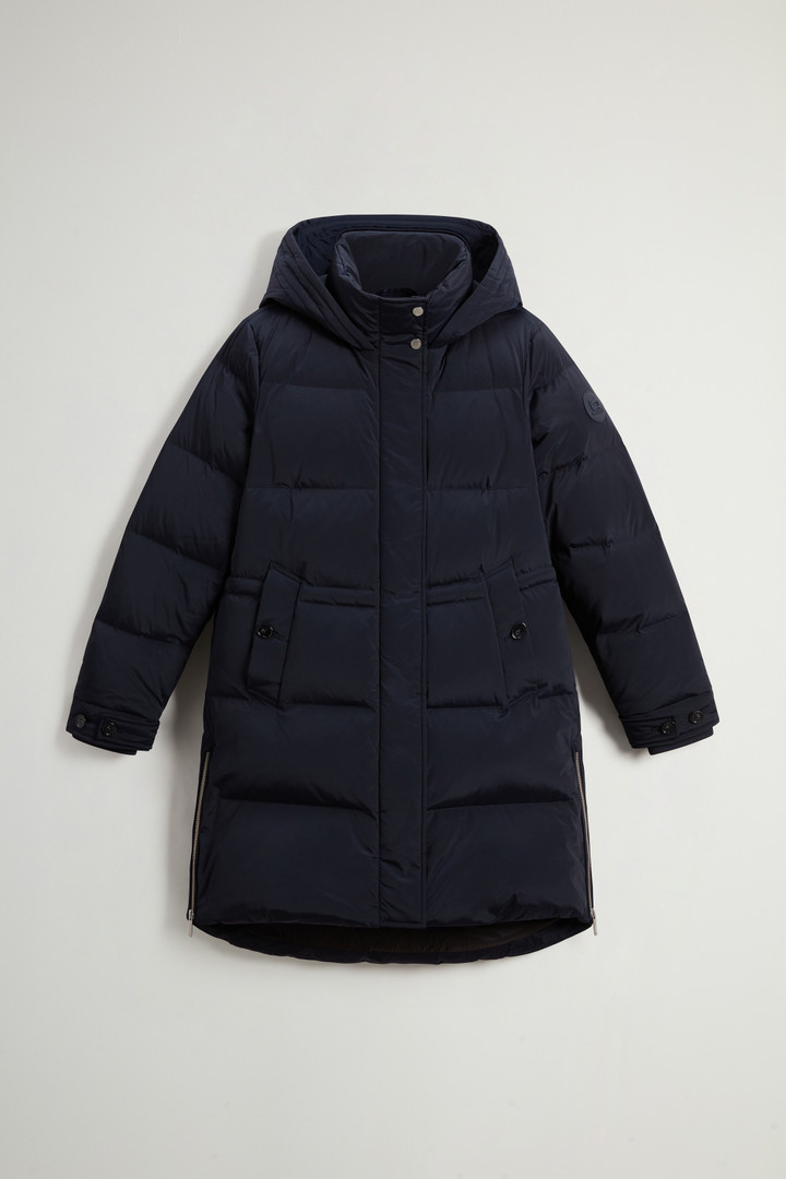 Hooded Alsea Down Jacket in Stretch Nylon Blue photo 5 | Woolrich