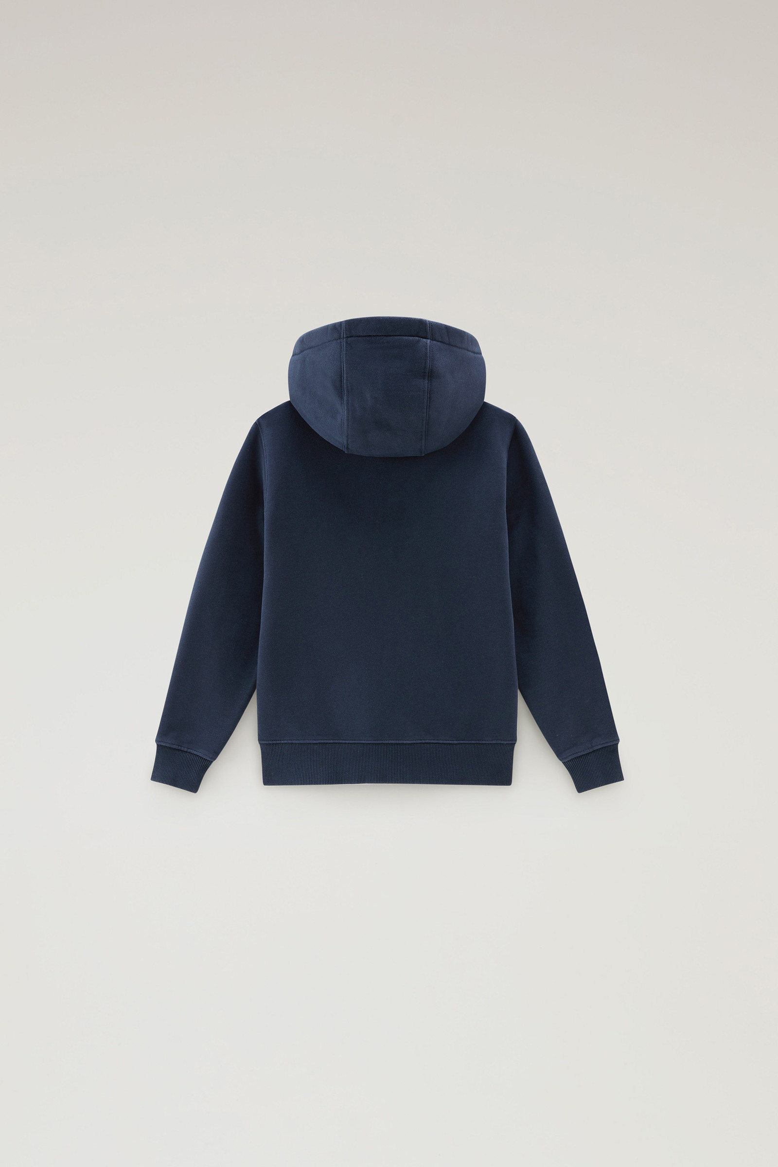 Sudadera con capucha para niño de puro algodón puro con cremallera azul photo 2 | Woolrich