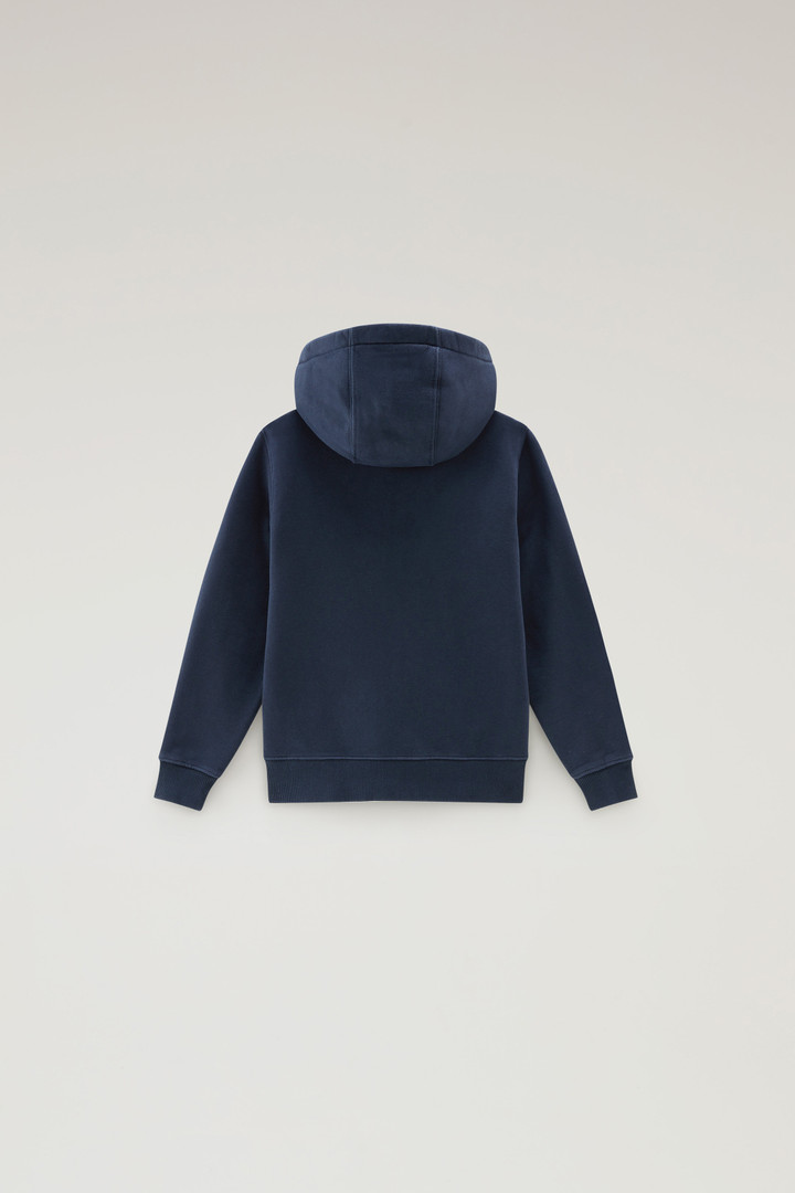 Boys' Zip Hoodie in Pure Cotton Blue photo 2 | Woolrich