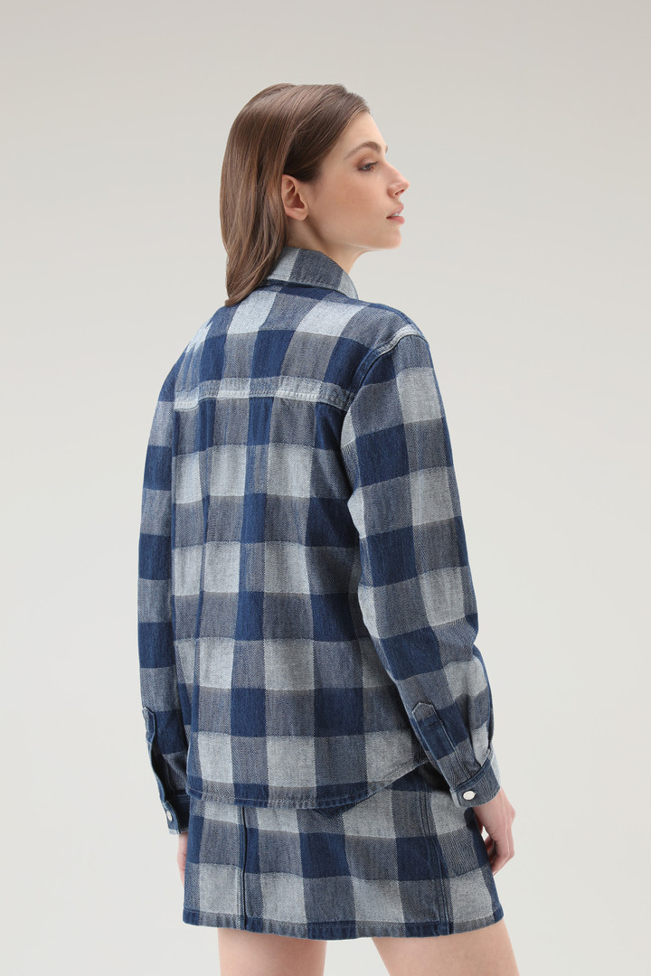 Kariertes Shirt aus reinem Baumwolldenim Blau photo 3 | Woolrich