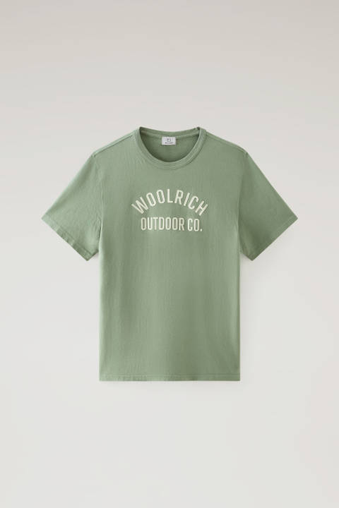 T-Shirt in Pure Cotton with Text Green photo 2 | Woolrich