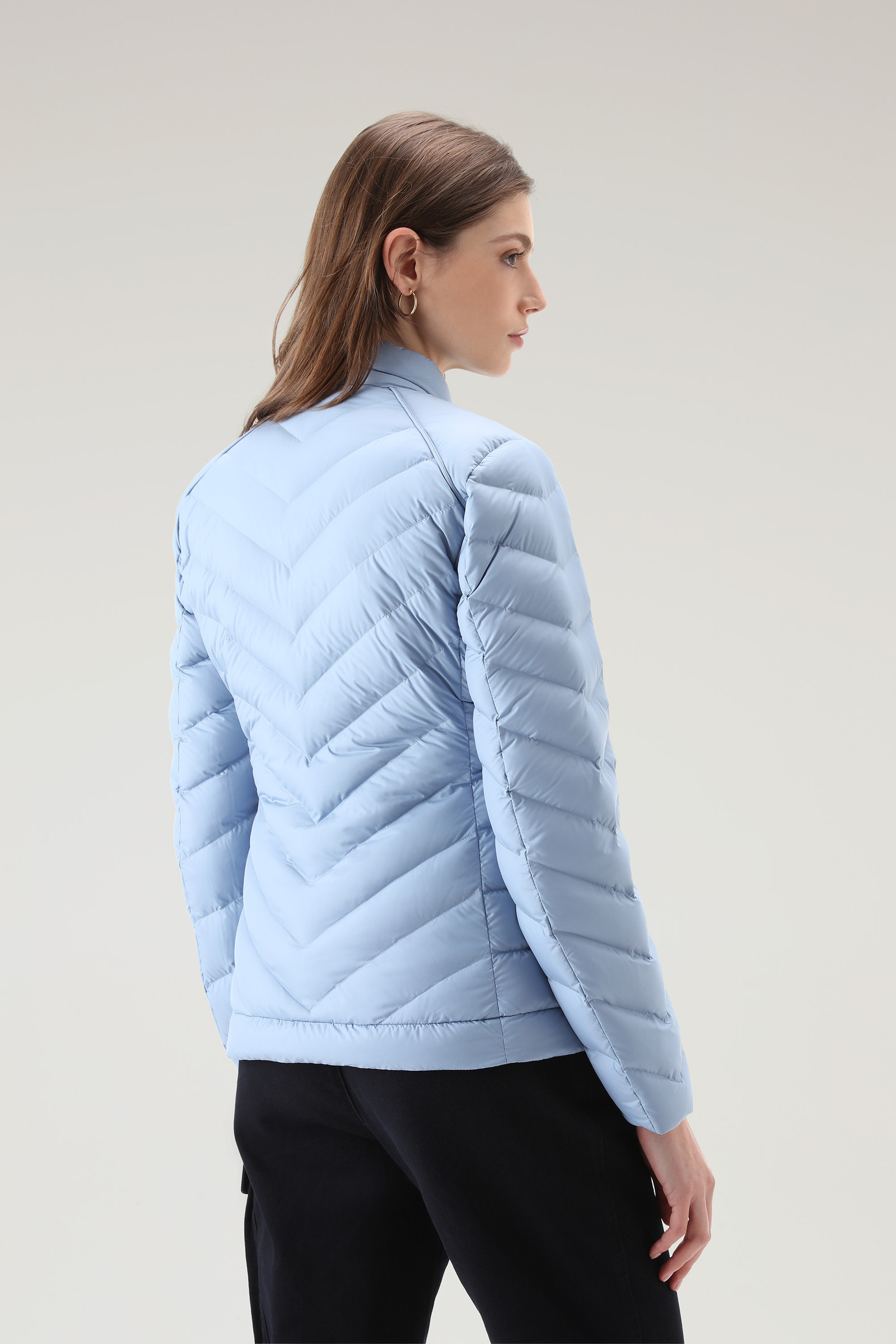 Veste courte rembourrée avec matelassage à chevron bleu photo 3 | Woolrich