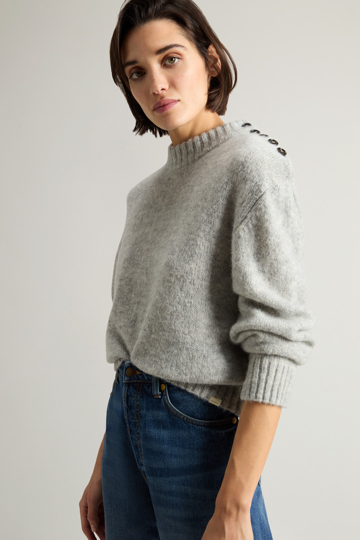 Alpaca Blend Sweater with Buttons on the Shoulder Gray photo 4 | Woolrich