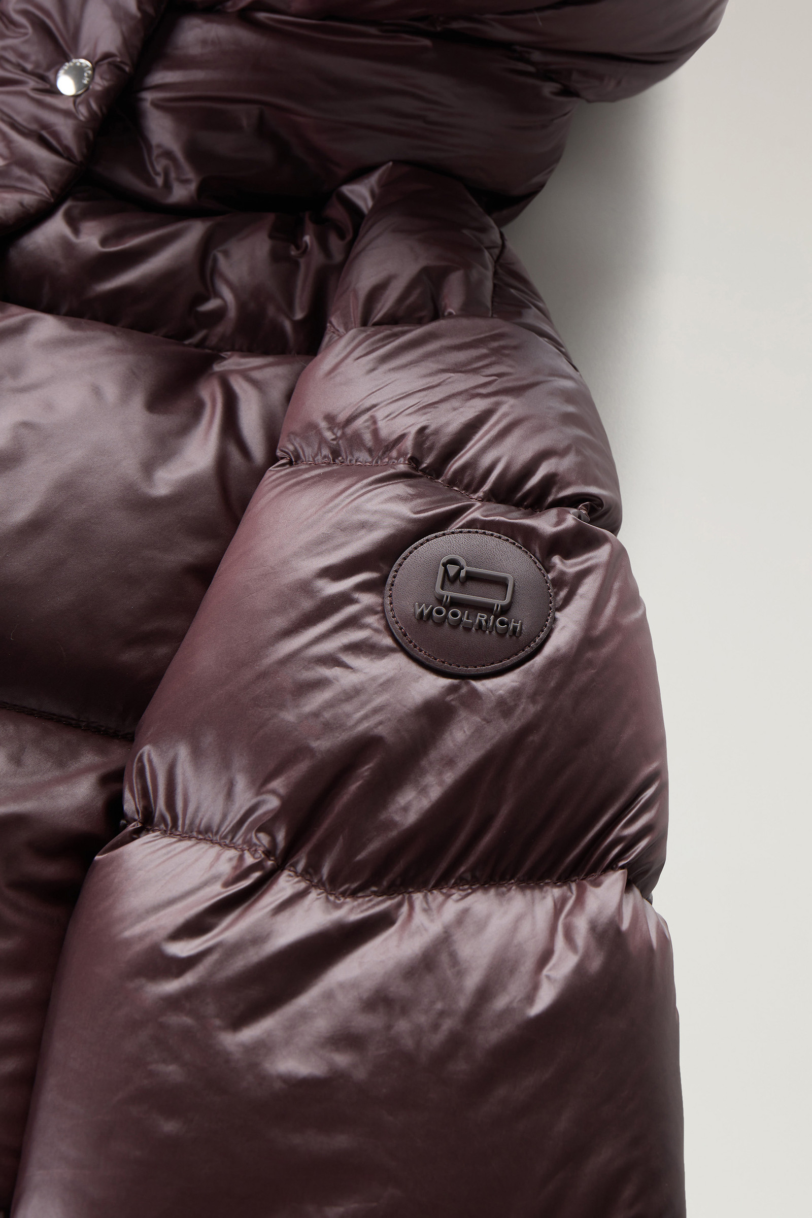 Plumífero largo Aliquippa de nailon brillante marrón photo 7 | Woolrich