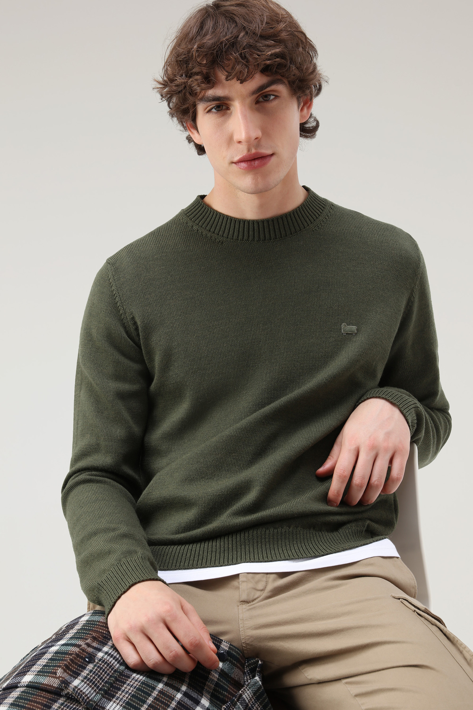 Men's Classic Crewneck Sweater Green | Woolrich USA