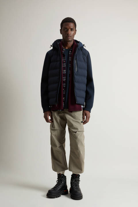 Bering Hybrid Jacket in Stretch Nylon with Matte Finish Blue | Woolrich