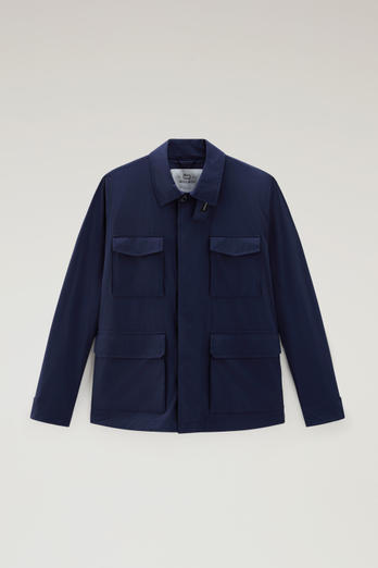 Field Jacket in Matt Finish Stretch Nylon Blue | Woolrich