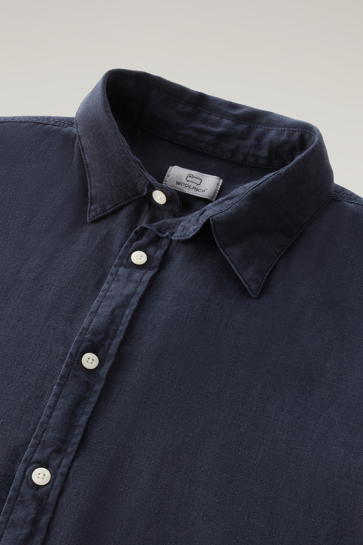 Garment-Dyed Pure Linen Shirt Blue photo 6 | Woolrich