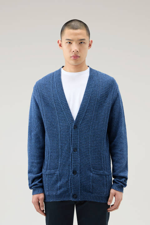Cardigan en coton et lin mélangés Bleu | Woolrich