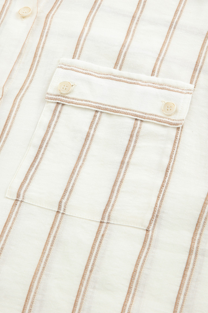 Striped Linen Blend Shirt White photo 6 | Woolrich