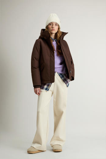 Padded Ramar Cloth Jacket with Hood Brown | Woolrich