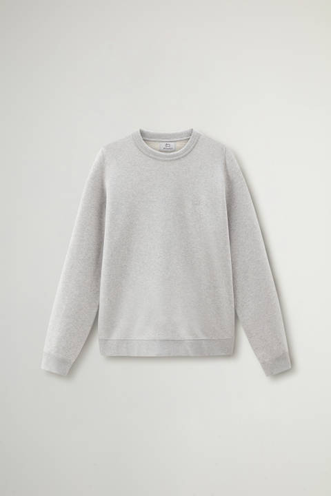 Crewneck Cotton Fleece Sweatshirt with Embroidered Logo Gray photo 2 | Woolrich