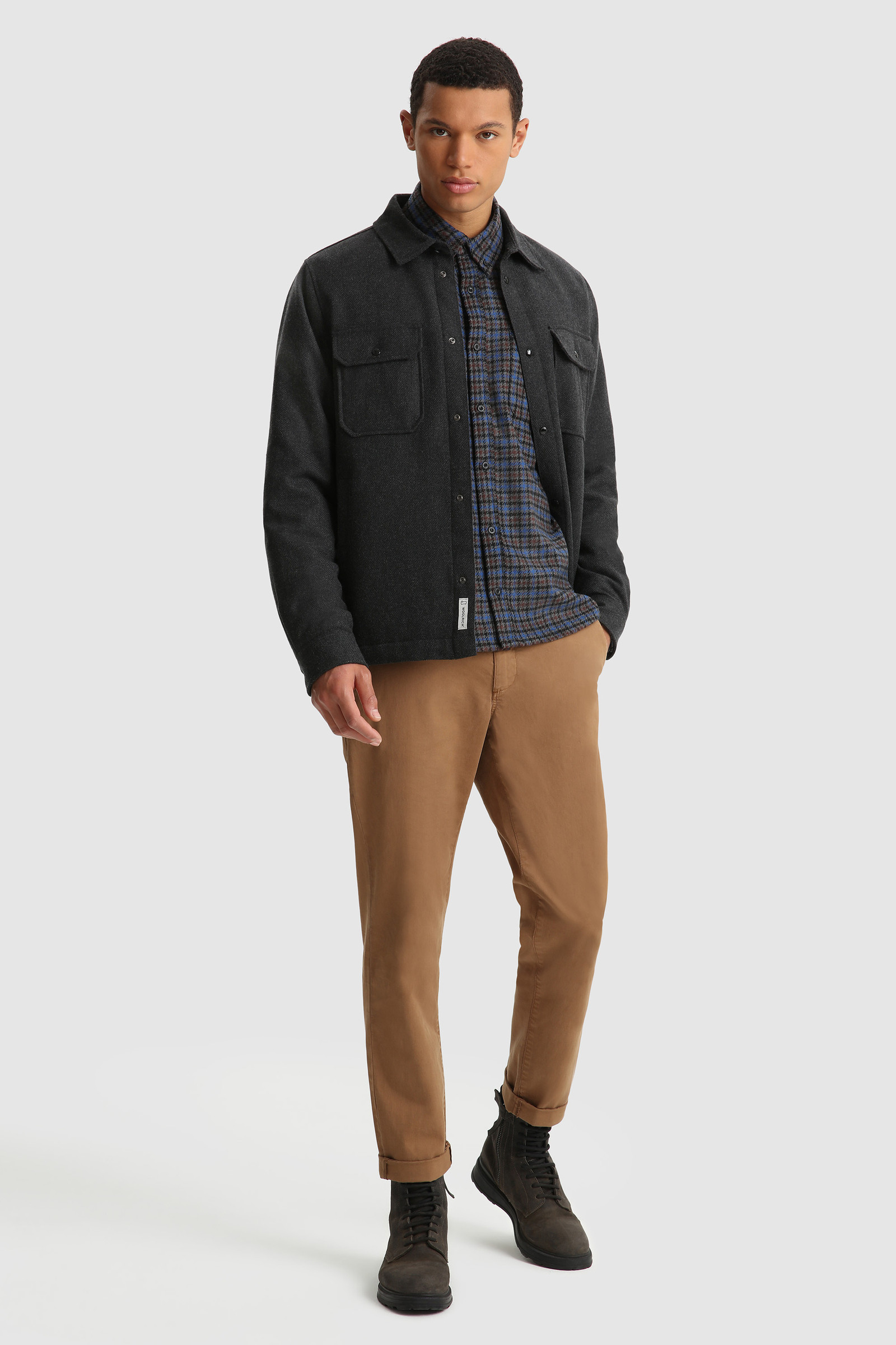 Trout Run Flannel Shirt - Made in Usa Grey photo 2 | Woolrich