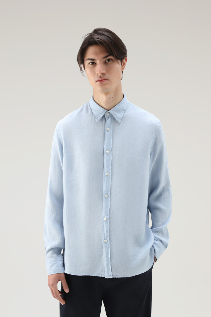 Camicia in puro lino tinta in capo Blu photo 1 | Woolrich