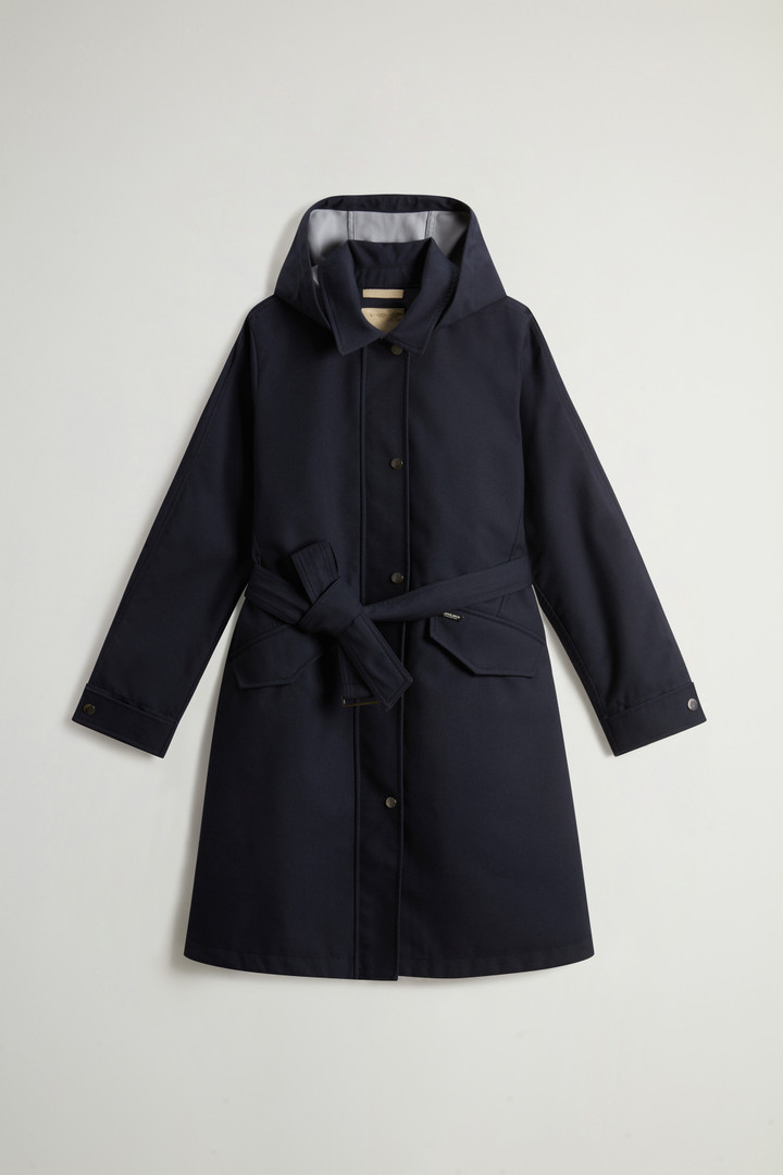 Yarn-Dyed Trench Coat in Three-Layer Fabric with Hood Blue photo 5 | Woolrich