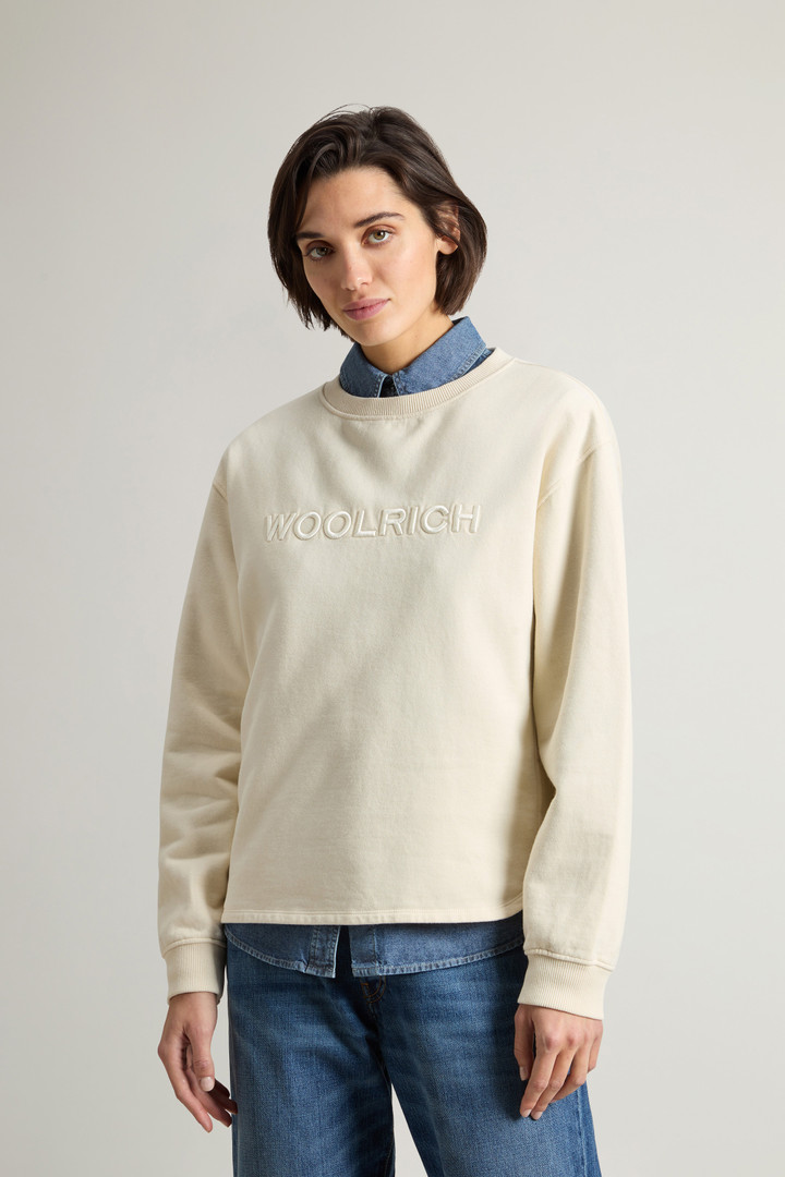 Pure Cotton Crewneck Sweatshirt with Embroidered Lettering on the Chest White photo 1 | Woolrich