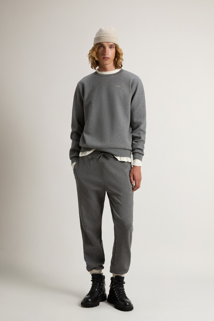 Crewneck Sweatshirt in Cotton-Blend Interlock with Logo Gray photo 2 | Woolrich