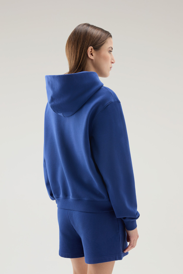 Sweat-shirt en pur coton à capuche et logo brodé Bleu photo 3 | Woolrich