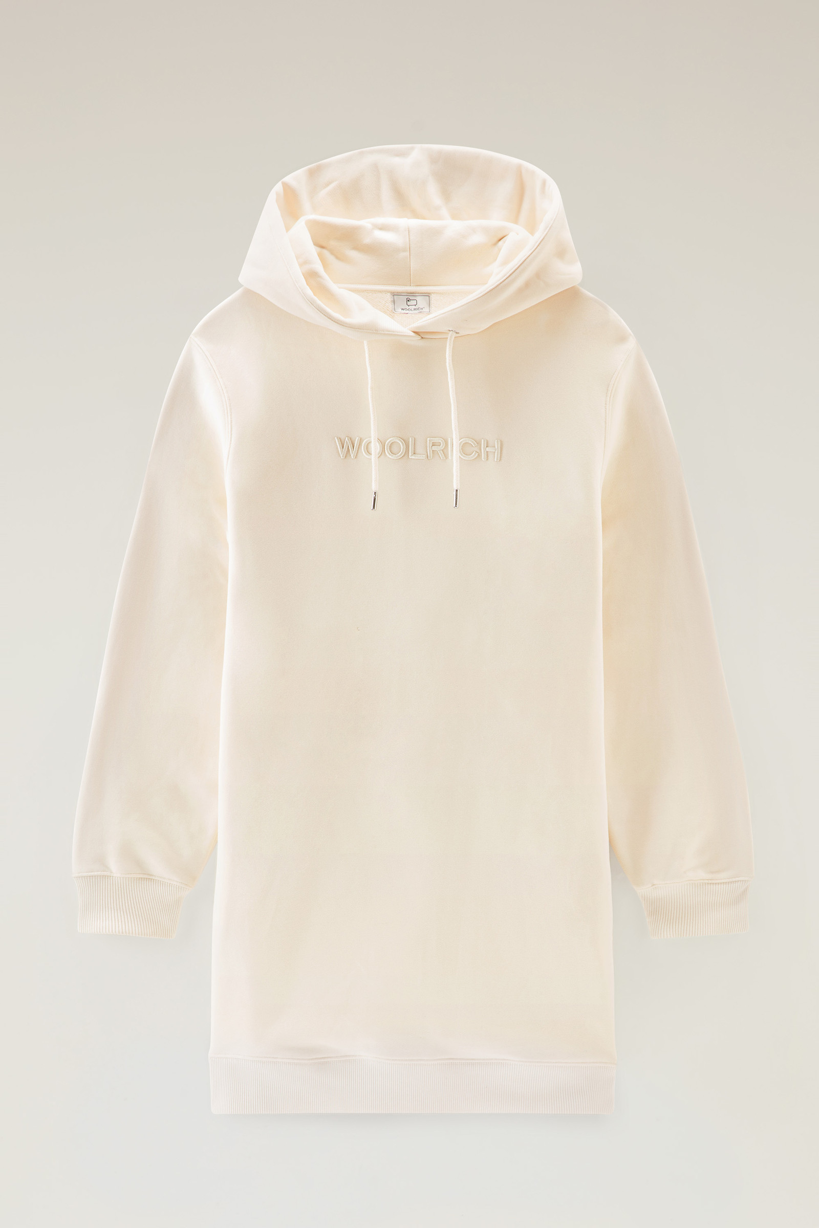 Lange jurk van katoenfleece met capuchon wit photo 5 | Woolrich