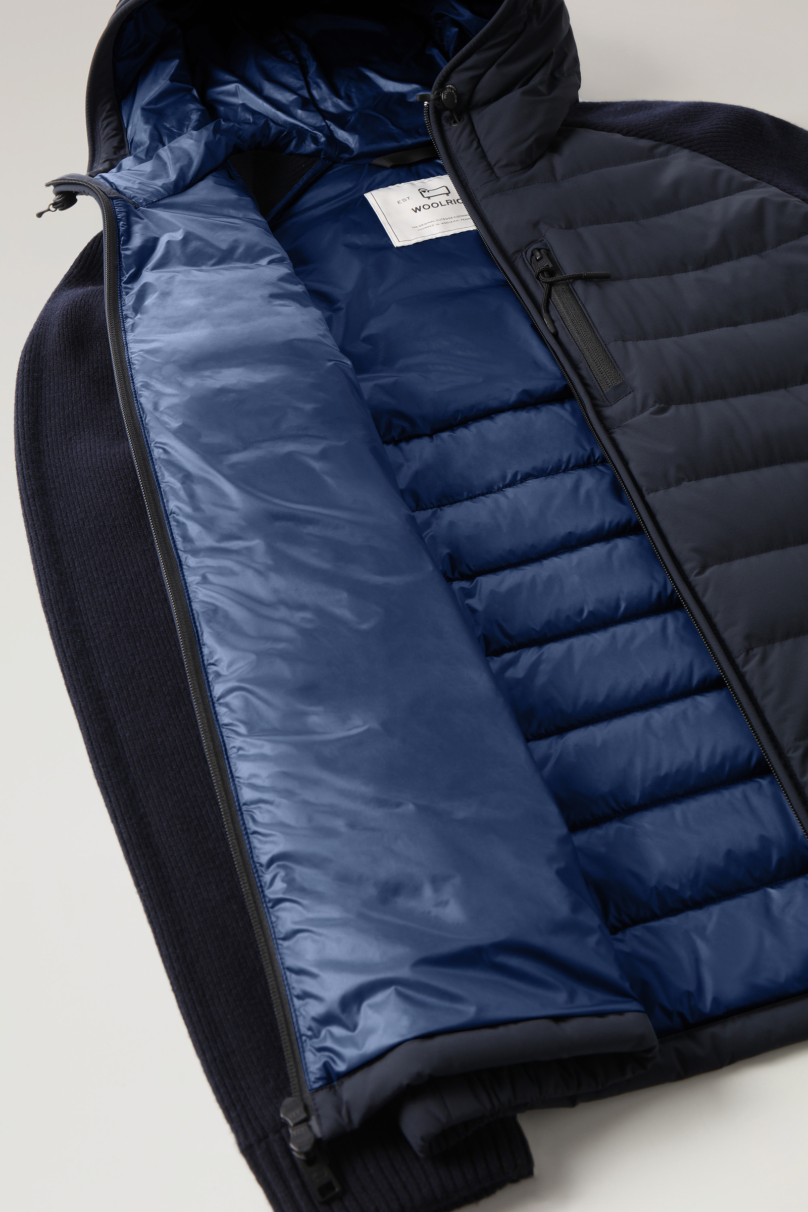 Stretch Nylon Sundance Hooded Hybrid Jacket Blue photo 10 | Woolrich