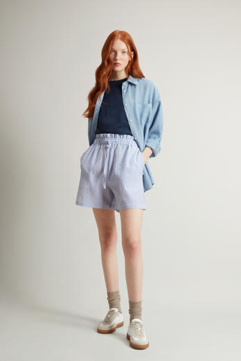 Seersucker Cotton Shorts Blue | Woolrich