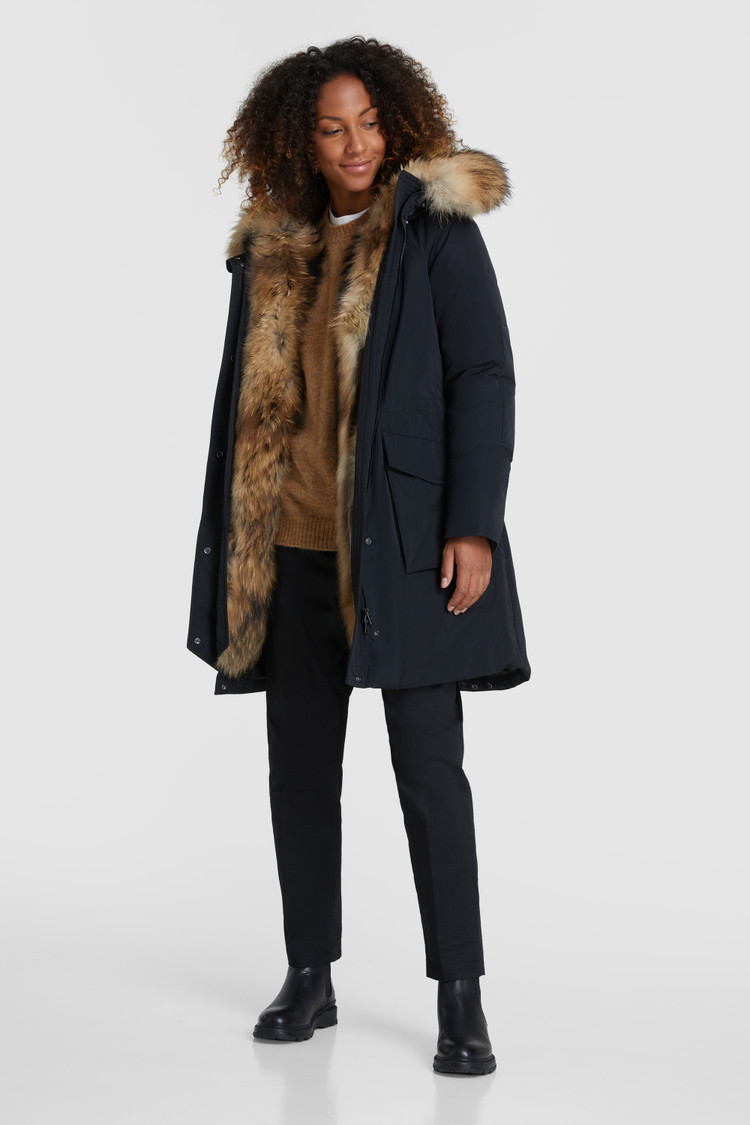 Parka Military con piel de mapache