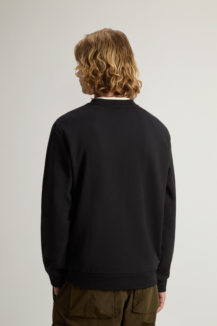 Felpa girocollo in misto cotone interlock con logo Nero photo 3 | Woolrich