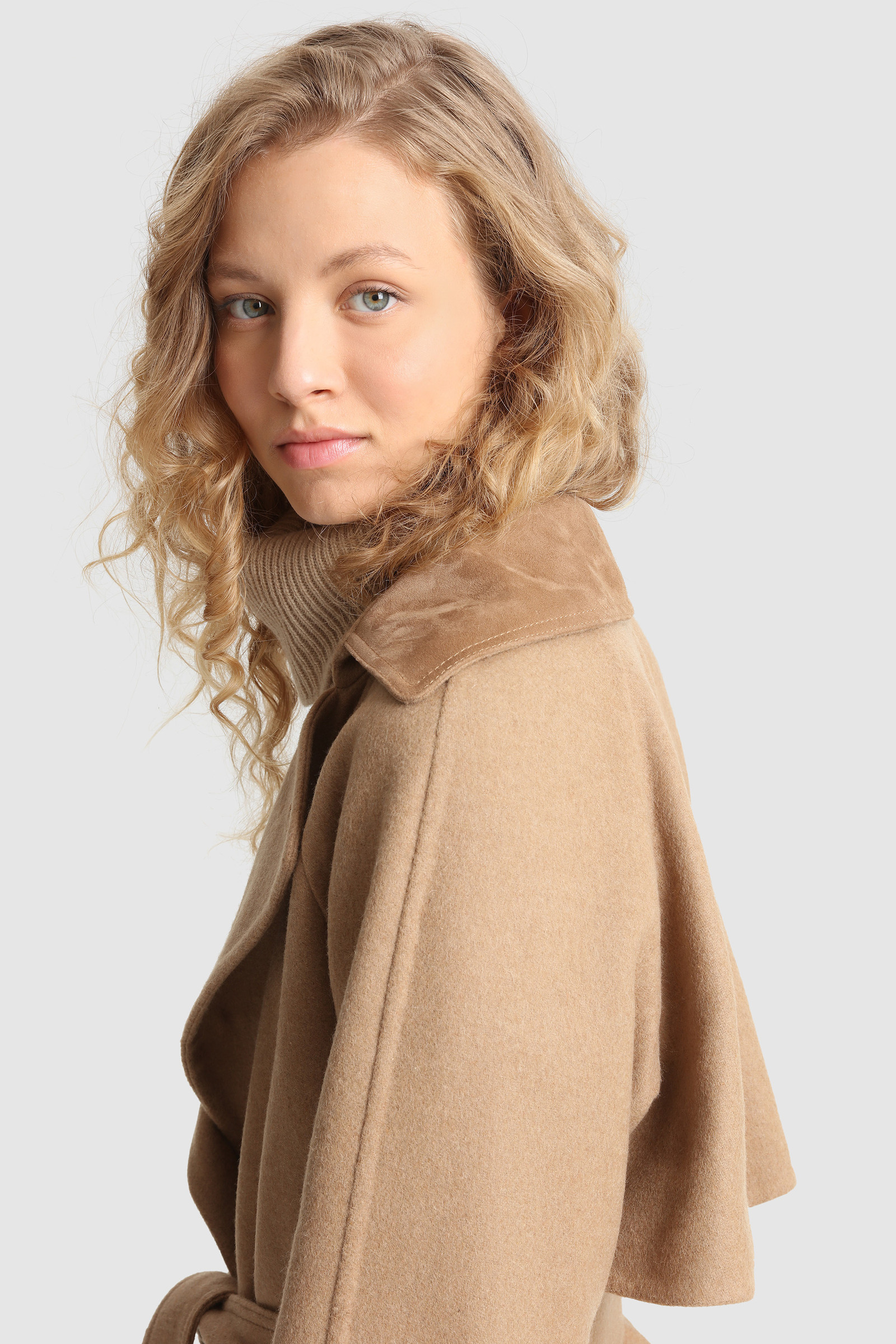 Callery Wool Coat with Waist Belt Beige photo 5 | Woolrich