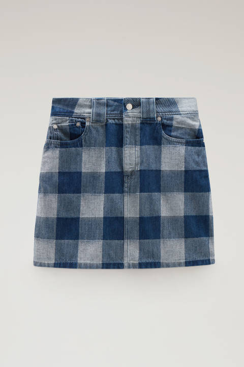 Check Mini Skirt in Pure Cotton Denim Blue photo 2 | Woolrich