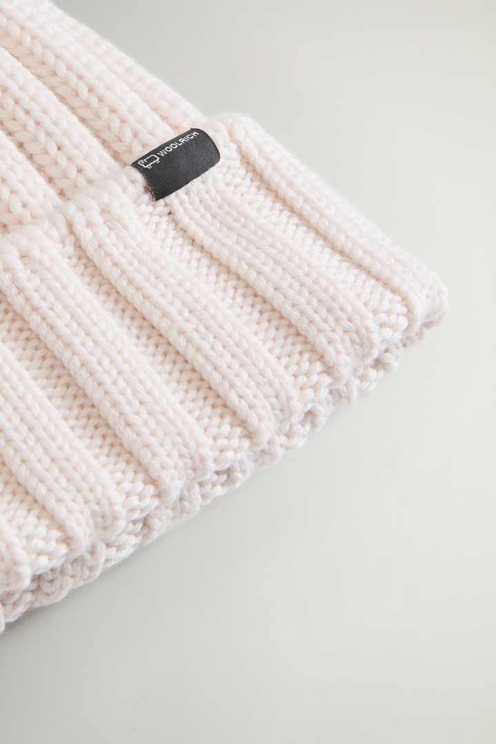 Beanie in Pure Virgin Wool with Cashmere Pom-Pom White photo 3 | Woolrich