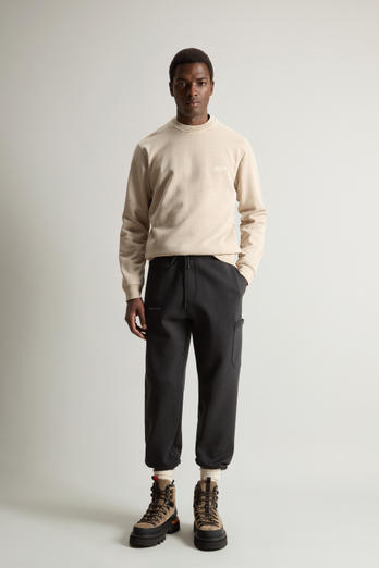 Cotton Blend Fleece Pants with Logo Black | Woolrich
