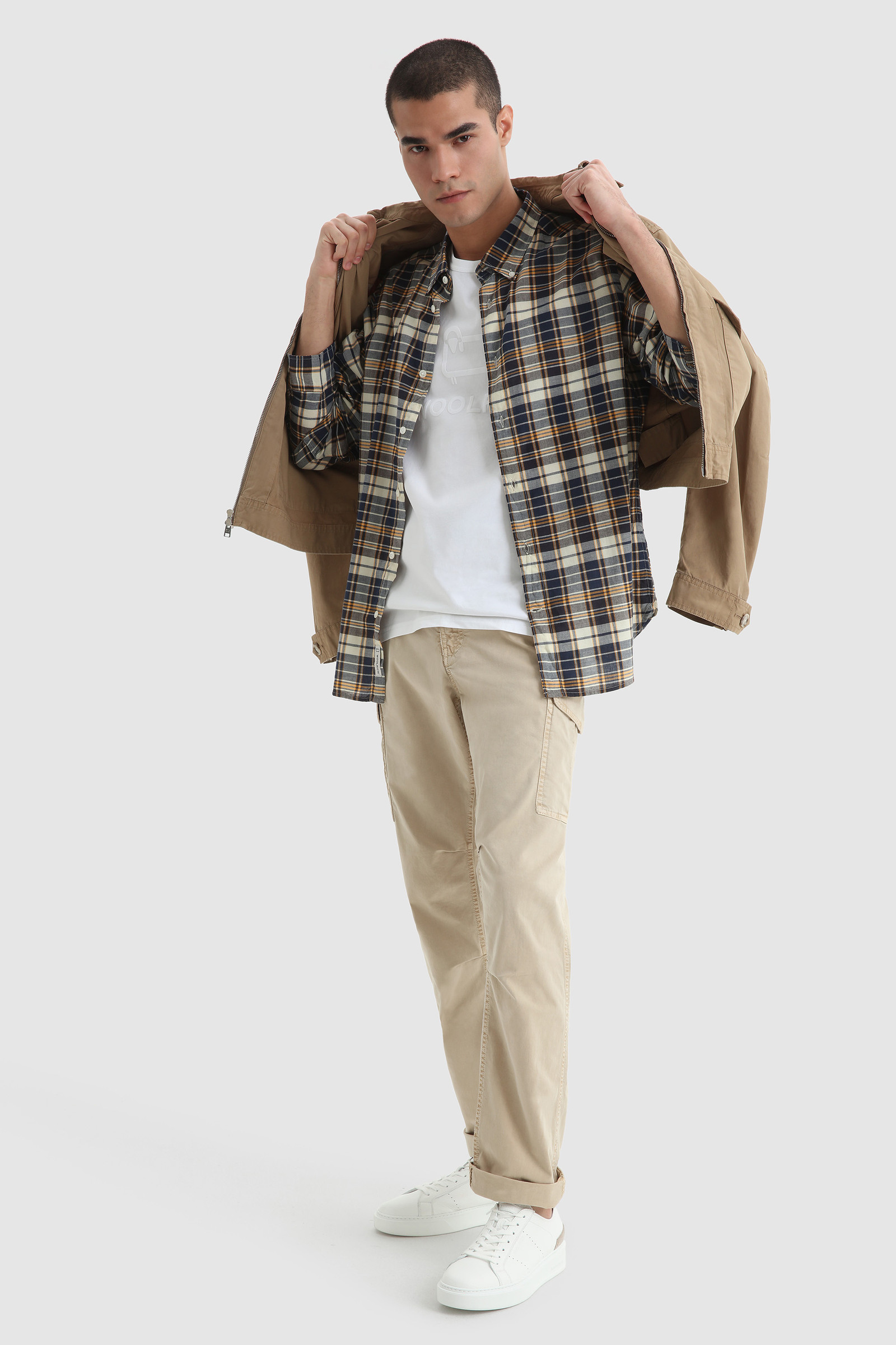Shirt mit Knopfleiste und Madras-Muster aus Baumwollpopeline Braun photo 2 | Woolrich