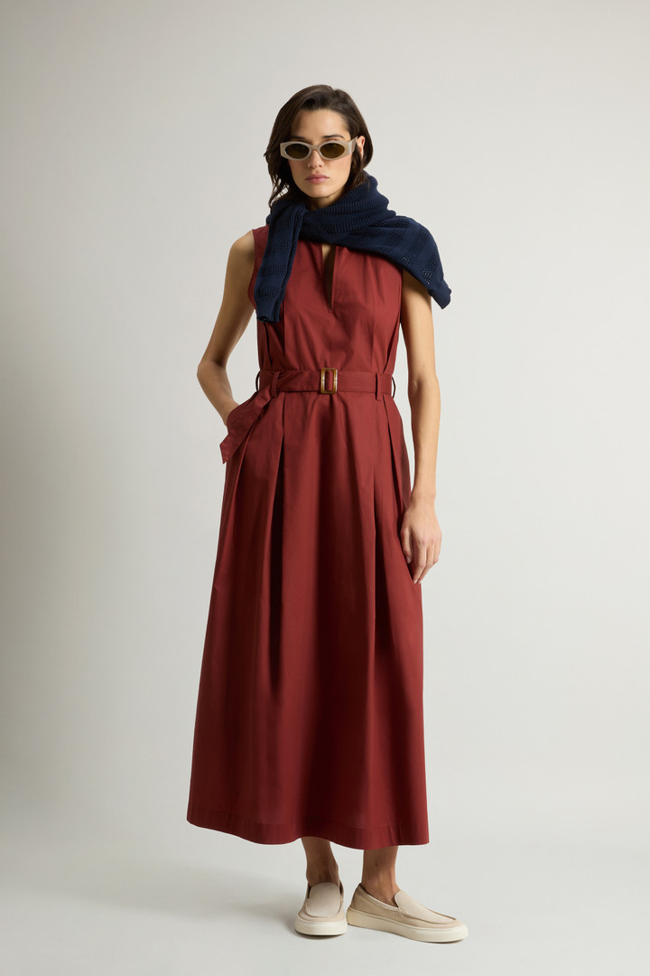 Sleeveless Dress in Pure Cotton Poplin Red photo 2 | Woolrich