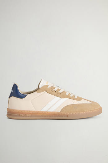 Doubleu Tennis Sneakers aus Leder mit Details aus Veloursleder Beige photo 1 | Woolrich