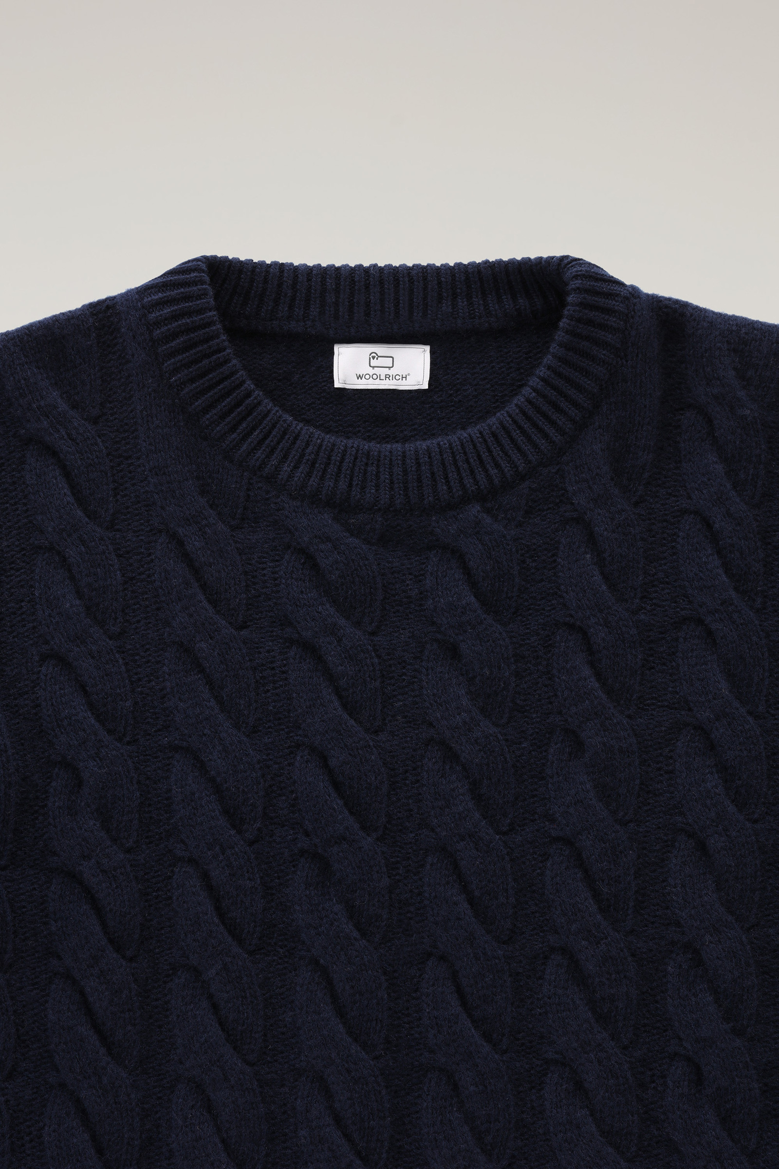 Cable-Knit Crewneck in Virgin Wool Blue photo 6 | Woolrich