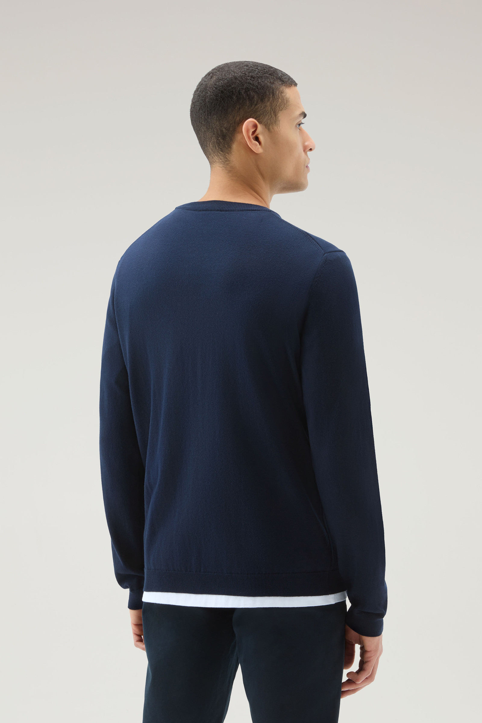 Men's Pure Cotton Crewneck Sweater Blue