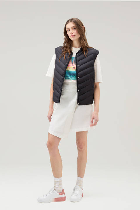Microfiber Vest with Chevron Quilting Black | Woolrich