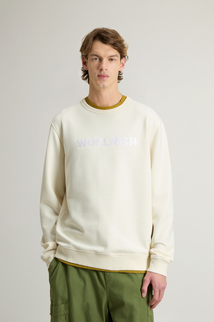 Woolrich Man Crewneck Sweatshirt In Light Cotton-Blend Fabric White Size M