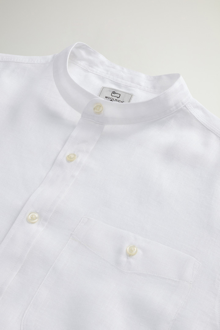 Garment-dyed Shirt with Mandarin Collar in Pure Linen White photo 6 | Woolrich